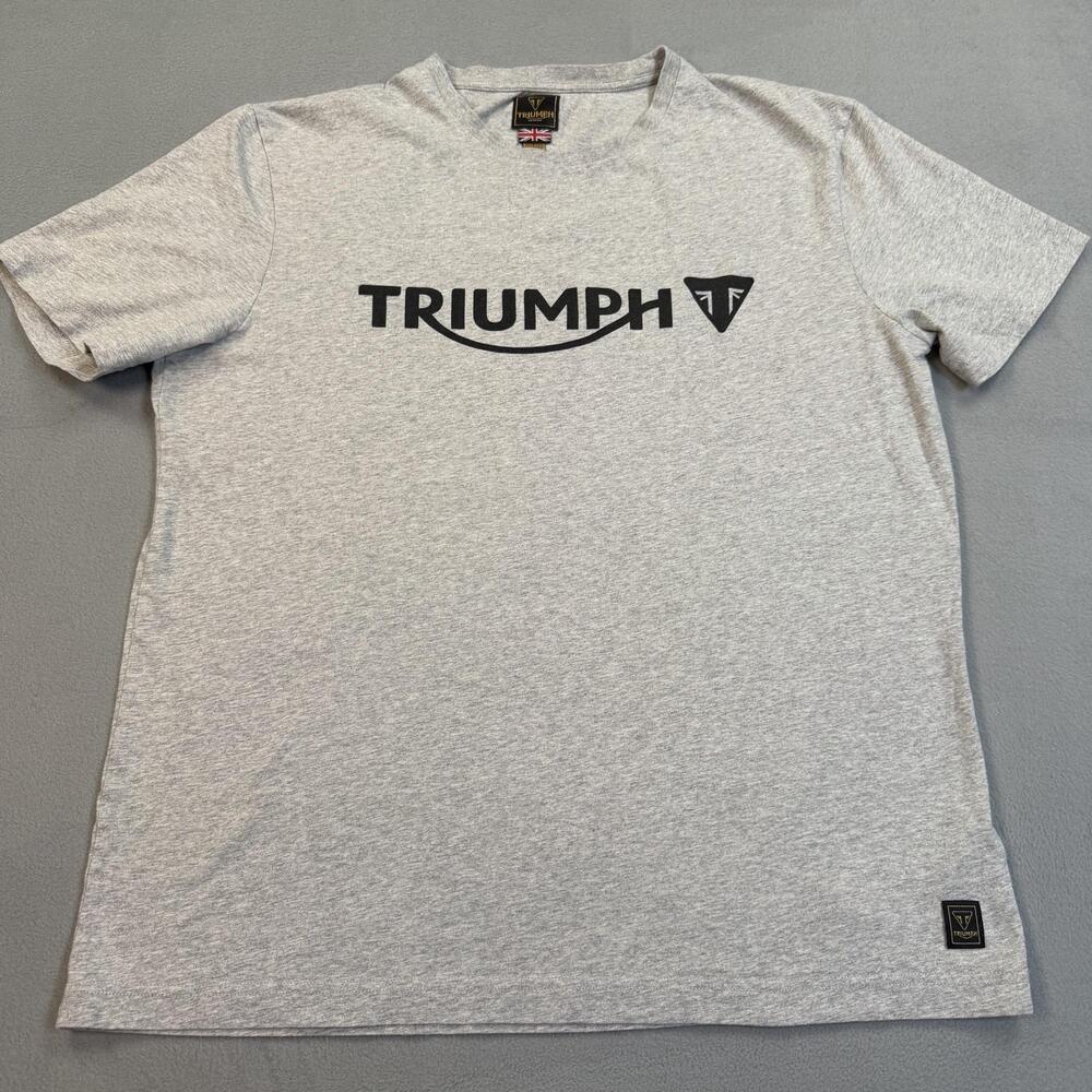 Triumph Shirt Mens Large Gray Triumph Logo Graphic Tee Motorcycle Biker Portugal